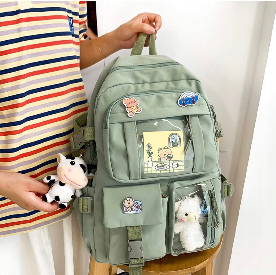 SCHOOL BACKPACK FOR SCHOOL YOUTH KEYCHAIN PINS PADLOCK FL BEAR + KIDNEY Brand Bergens