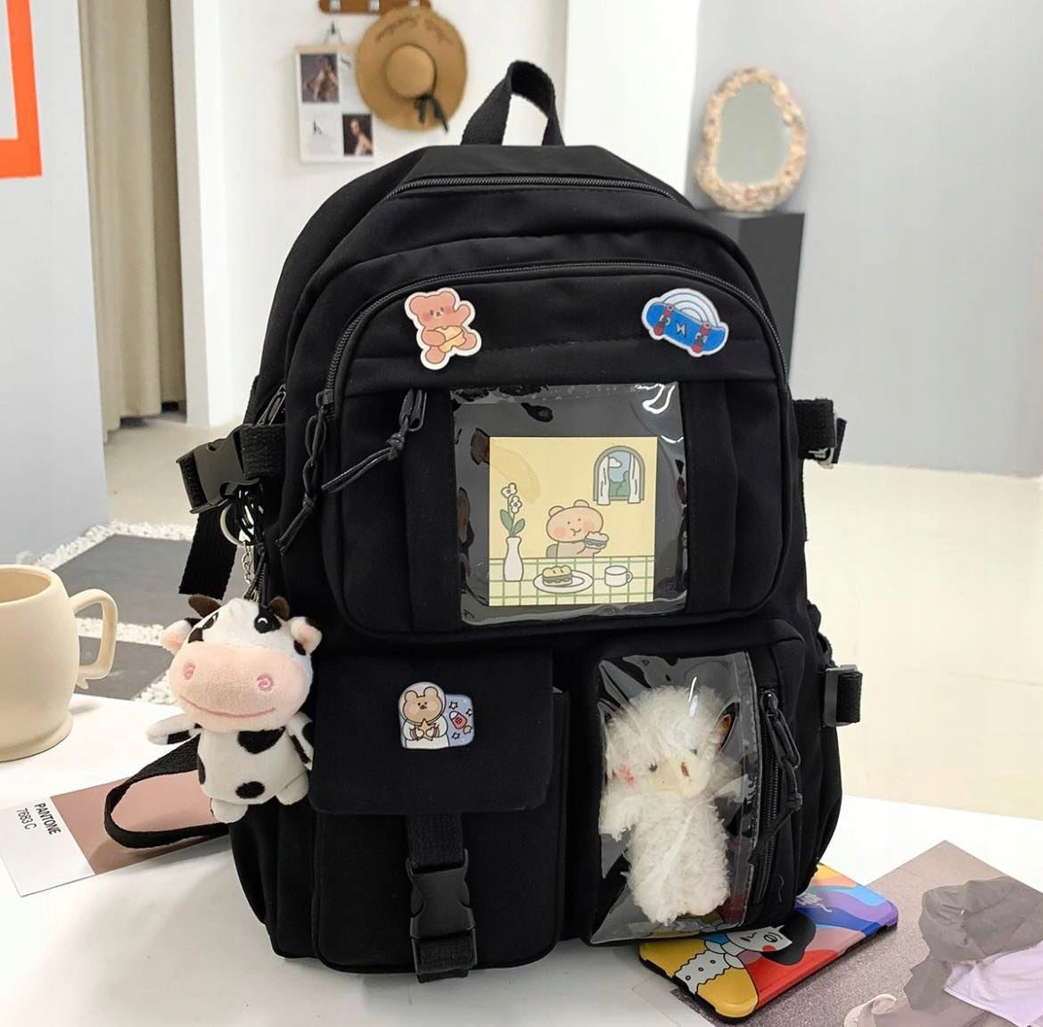 SCHOOL BACKPACK FOR YOUTH SCHOOL PINS BAG BEAR CZA SET 9in1 Brand Bergens