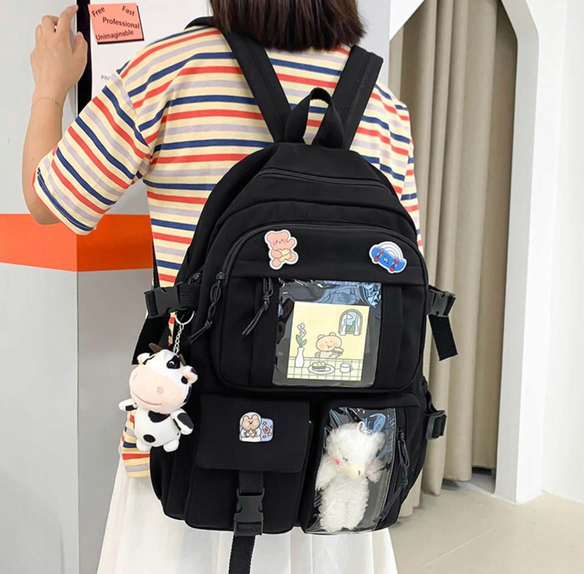 SCHOOL BACKPACK FOR YOUTH SCHOOL PINS BAG BEAR CZA SET 9in1 Manufacturer code zes 2565 plecak brelok