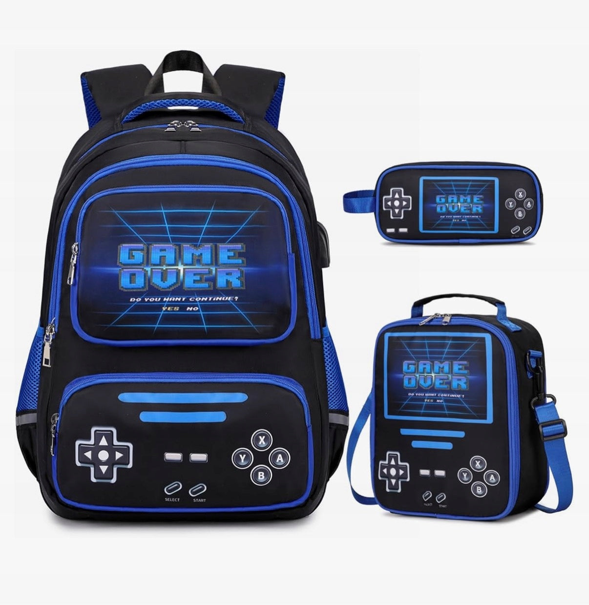 SCHOOL BACKPACK GAMER IN PADS GAME PLAYER PAD LUNCH BOX PENCIL CASE LUNCH NB Manufacturer code PLECAK TORNISTER SZKOLNY GAME OVER NB