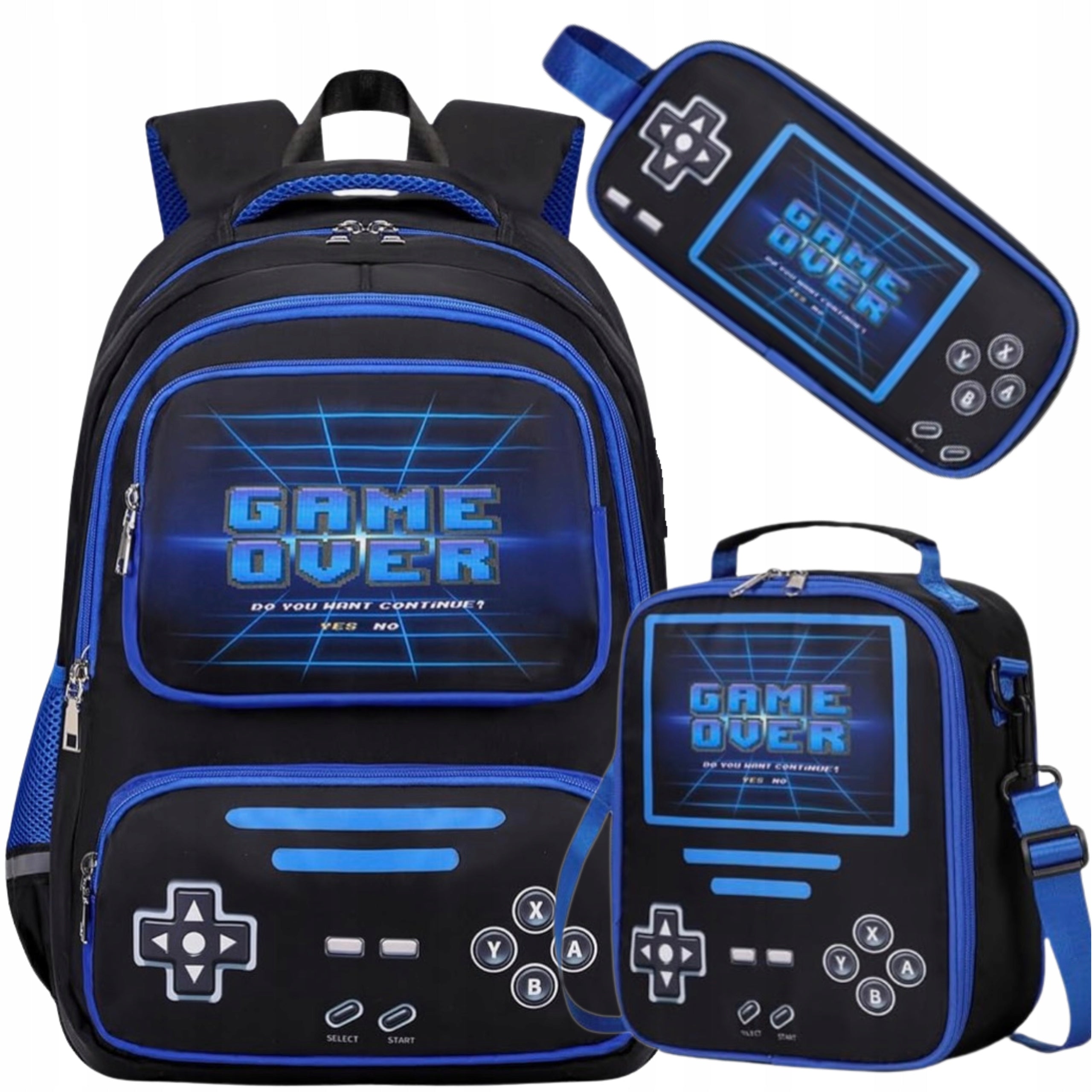 SCHOOL BACKPACK GAMER IN PADS GAME PLAYER PAD LUNCH BOX PENCIL CASE LUNCH NB