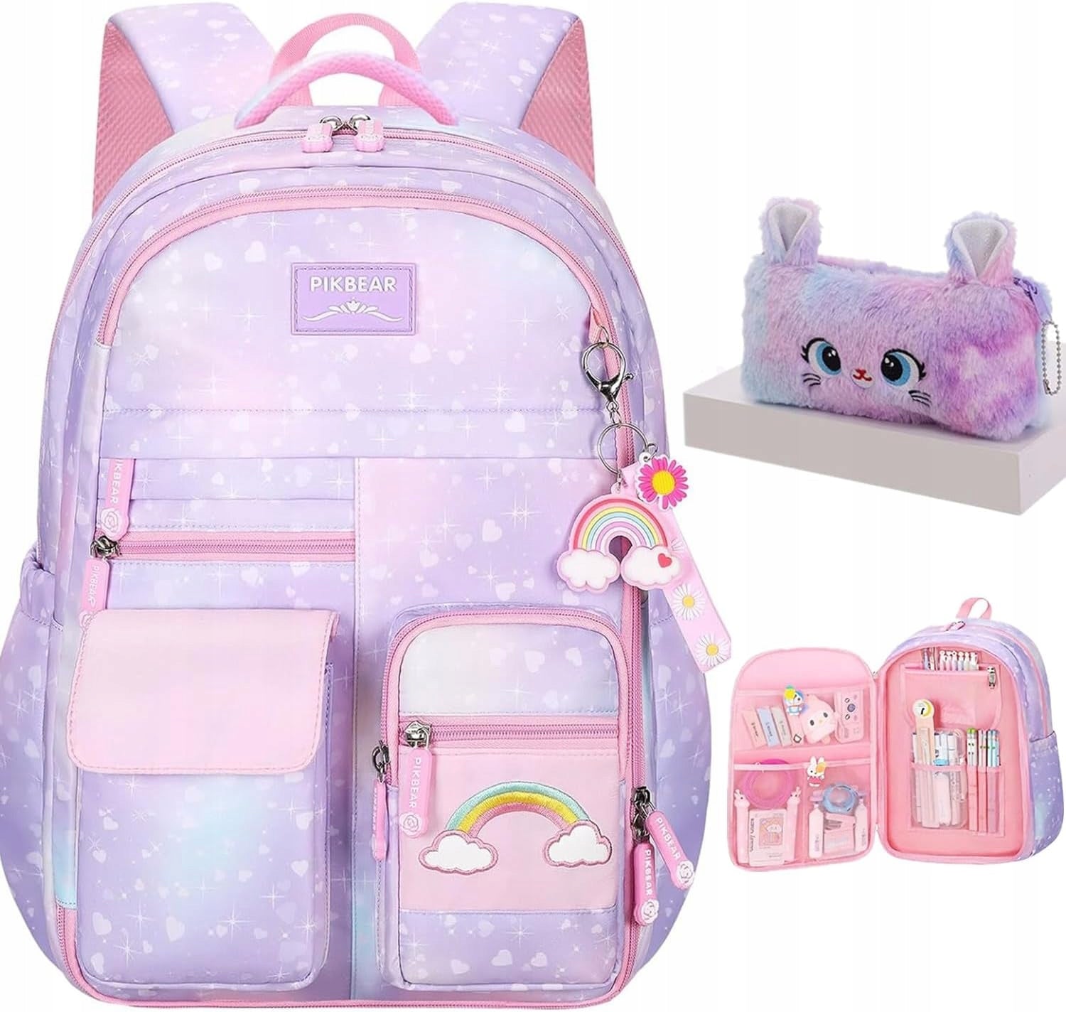 SCHOOL BACKPACK HANDBAG PENCIL CASE YOUTH SET ROOMY class 4-12