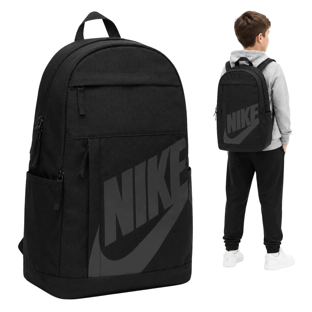 SCHOOL BACKPACK NIKE ELEMENTAL BLACK YOUTH BOY 1-3 4-6 LARGE 21L