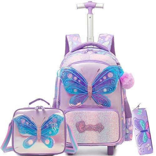 SCHOOL BACKPACK ON WHEELS FOR GIRLS SET OF 3 PARTS for children Brand no brand