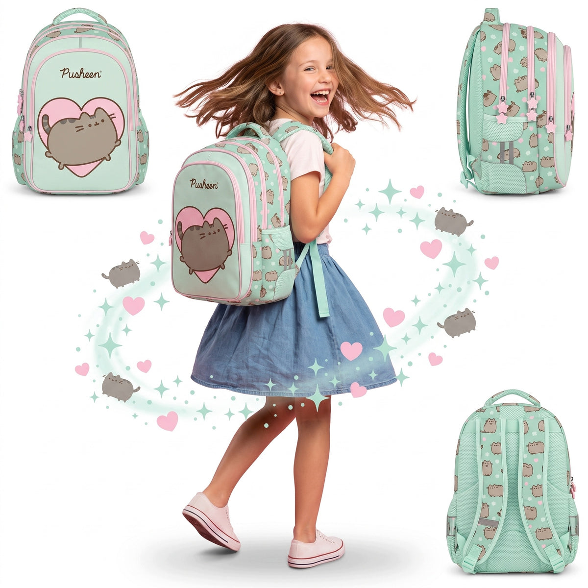 SCHOOL BACKPACK PUSHEEN SATCHEL FOR GIRLS 22L CLASS