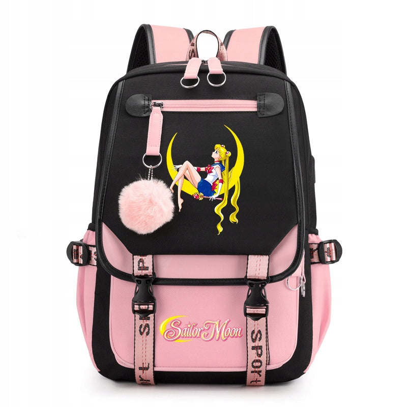 SCHOOL BACKPACK SAILOR MOON USB PATTERNS A4 large high quality Packaging status original