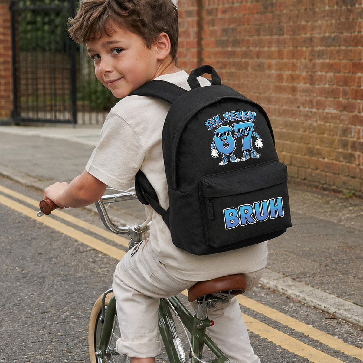 SCHOOL BACKPACK SATCHEL BLACK WASHING MACHINE FOR SCHOOL 1-3 KL SIX SEVEN 67 BRUH Packaging status original