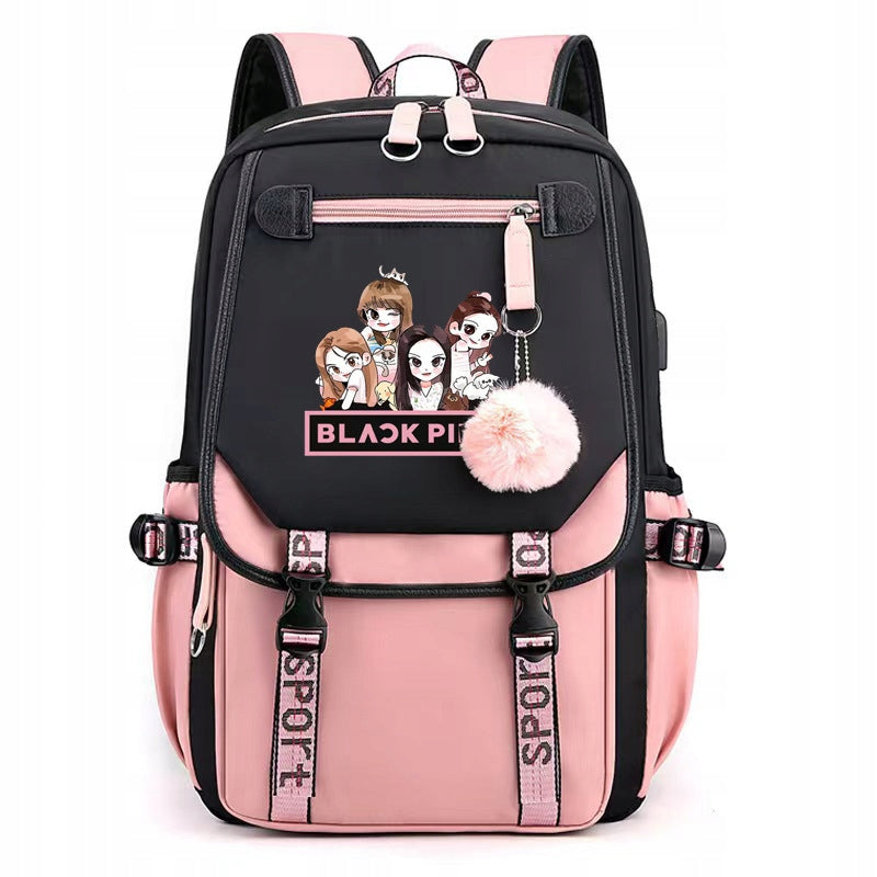 SCHOOL BACKPACK SATCHEL BLACKPINK PATTERNS A4 LARGE COLORS PATTERNS STYLE Brand no brand