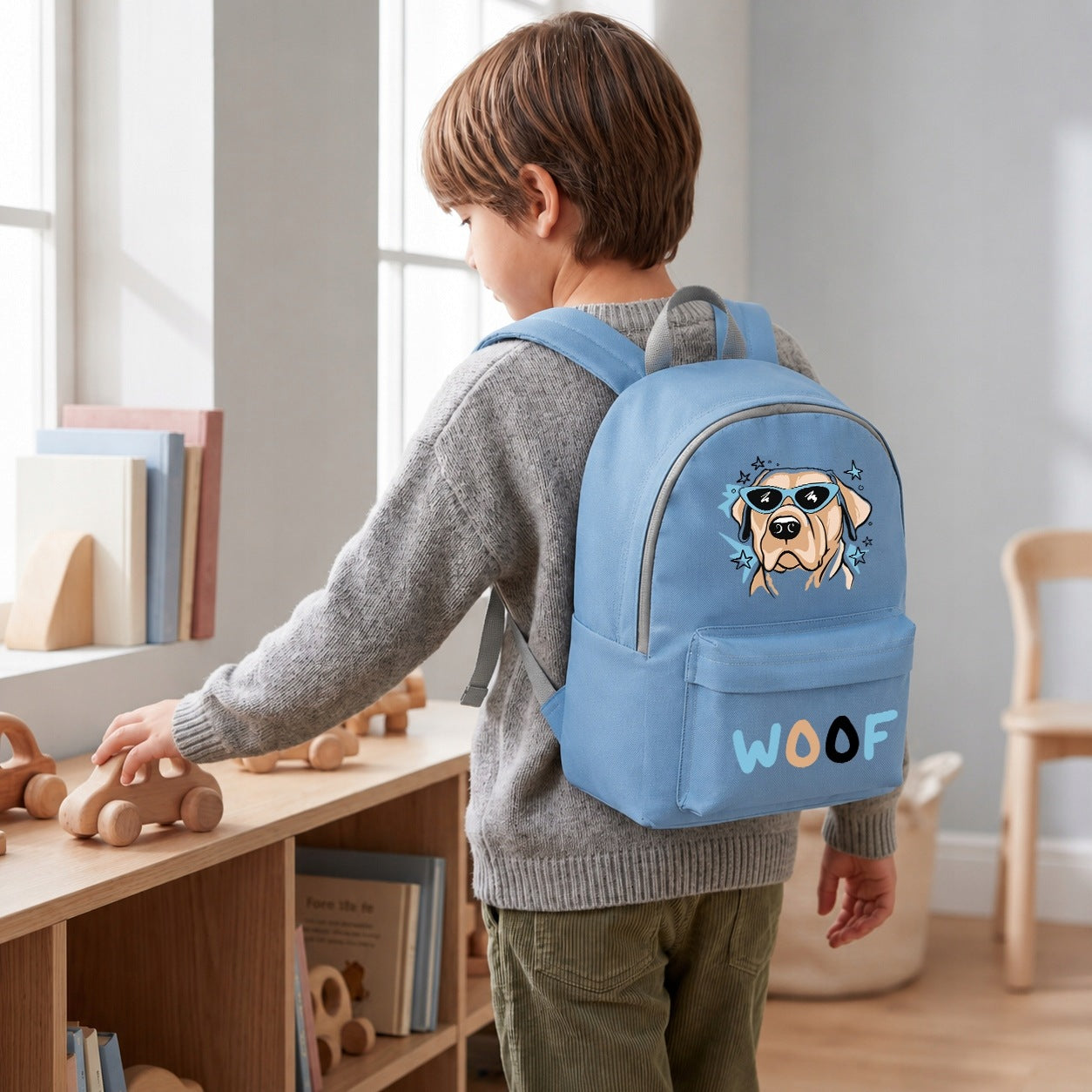 SCHOOL BACKPACK SATCHEL BLUE WASHING FOR SCHOOL 1-3 KL DOG WOOF WOOF Packaging status original