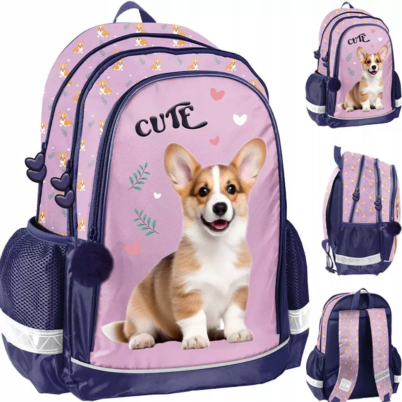 SCHOOL BACKPACK SATCHEL CLASS 1 3 FOR GIRLS CORGI DOG