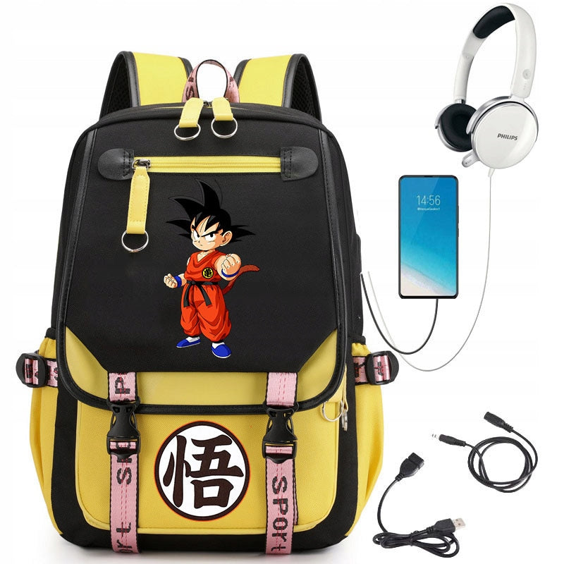SCHOOL BACKPACK SATCHEL DRAGON BALL USB PATTERNS A4 large high quality