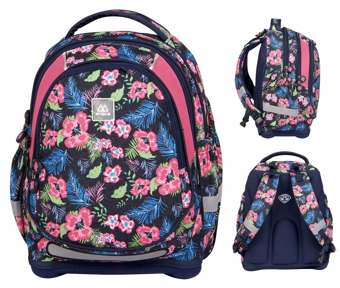 SCHOOL BACKPACK SATCHEL FLOWERS FOR GIRLS + FREEBIE NOTEBOOK