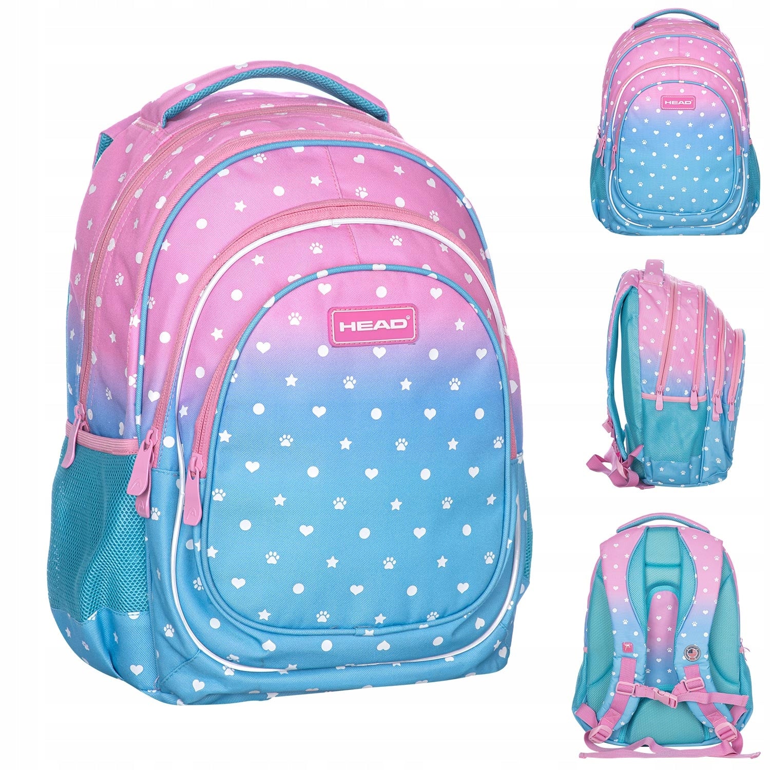 SCHOOL BACKPACK SATCHEL FOR GIRLS OMBRE blue, pink 20 l