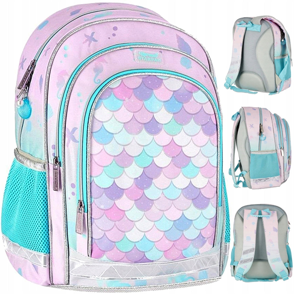 SCHOOL BACKPACK SATCHEL FOR GIRLS PASTEL MERMAID CLASS 1 3