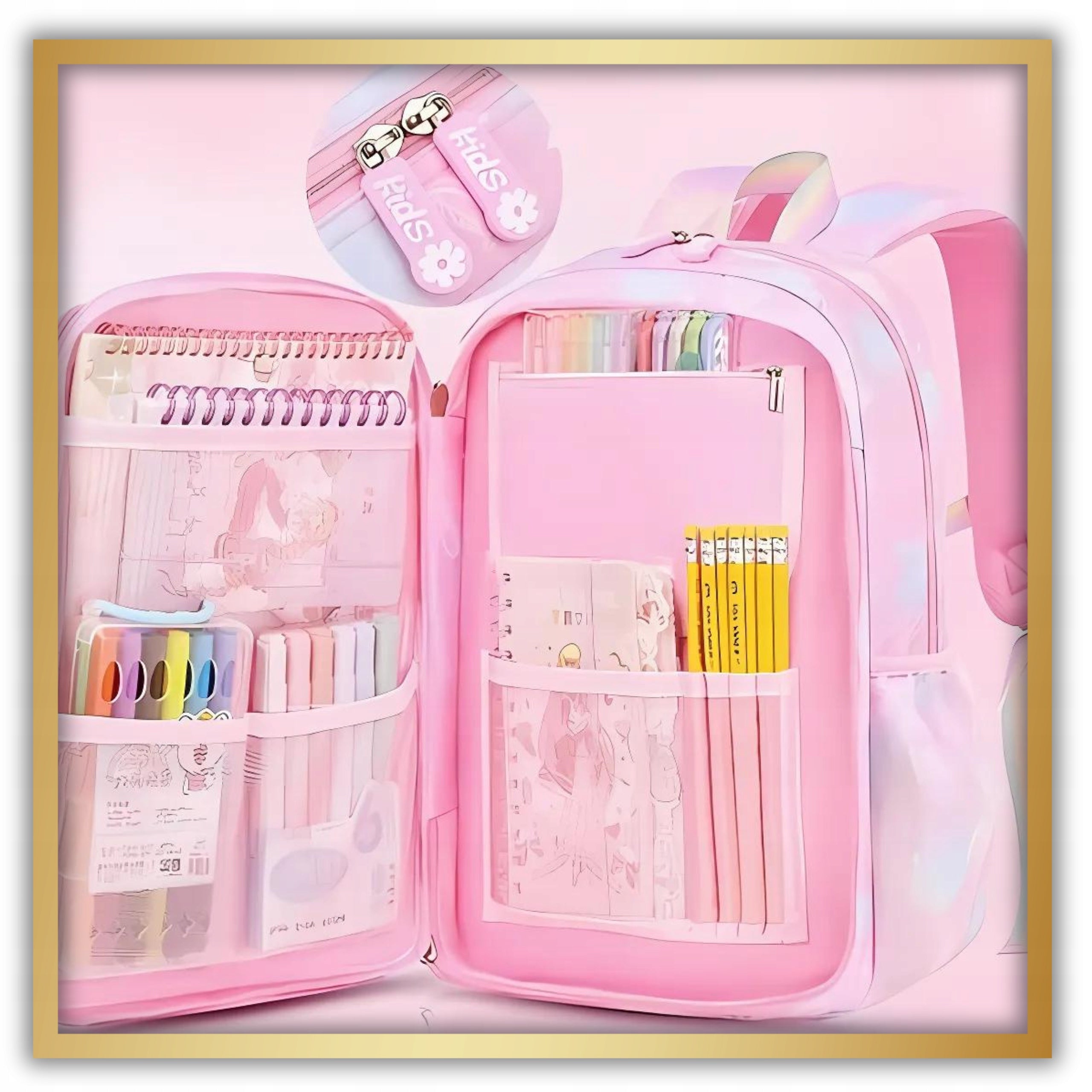 SCHOOL BACKPACK SATCHEL FOR GIRLS + PENCIL CASE CLASS 1-3 MULTI-CHAMBER Manufacturer code plecak szkolny dla dziewczynki tornister d1