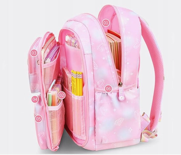 SCHOOL BACKPACK SATCHEL FOR GIRLS + PENCIL CASE CLASS 1-3 MULTI-CHAMBER Packaging status original