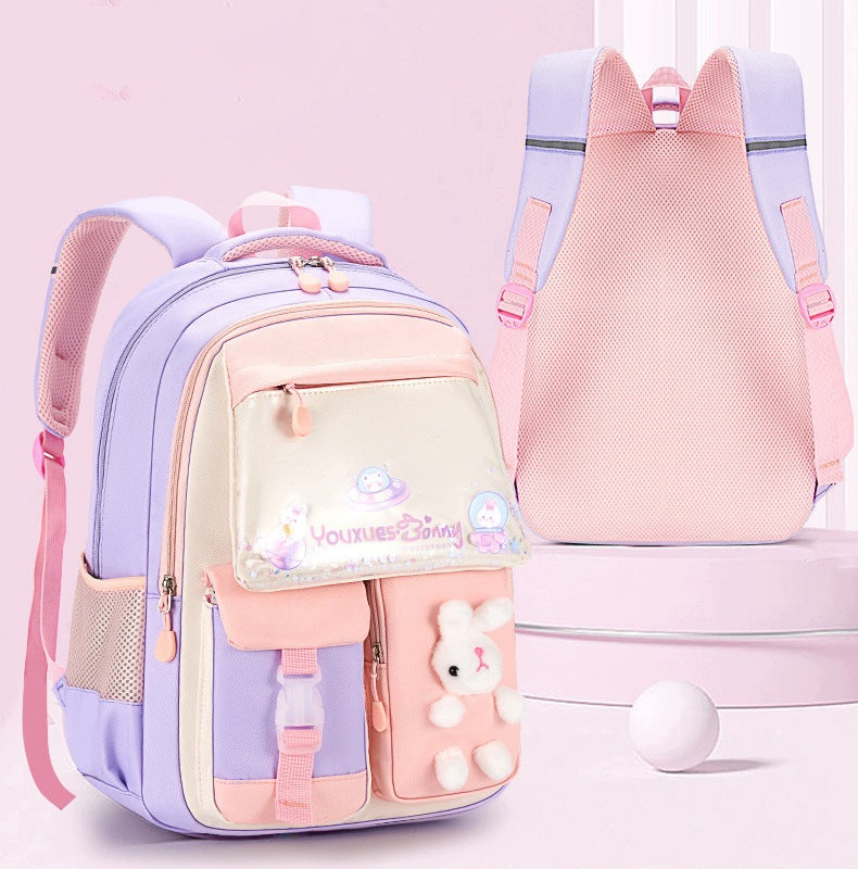 SCHOOL BACKPACK SATCHEL FOR GIRLS WITH RABBIT LIGHT ROOMY Manufacturer code PLECAK SZKOLNY DLA DZIEWCZYNKI Z KRÓLIKIEM