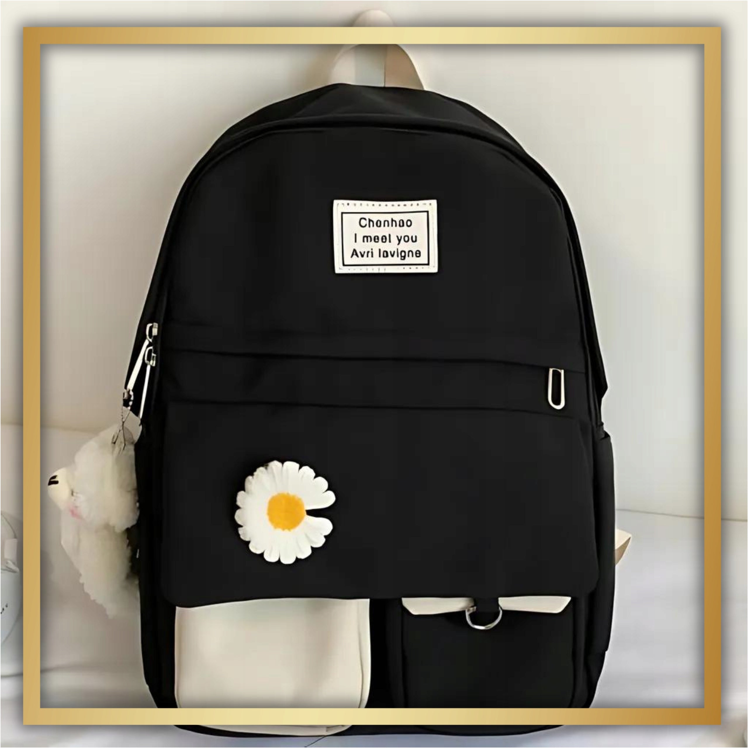 SCHOOL BACKPACK SATCHEL FOR TEEN GIRLS LARGE A4 FASHIONABLE WOMEN'S Manufacturer code plecak szkolny miś kwiatek