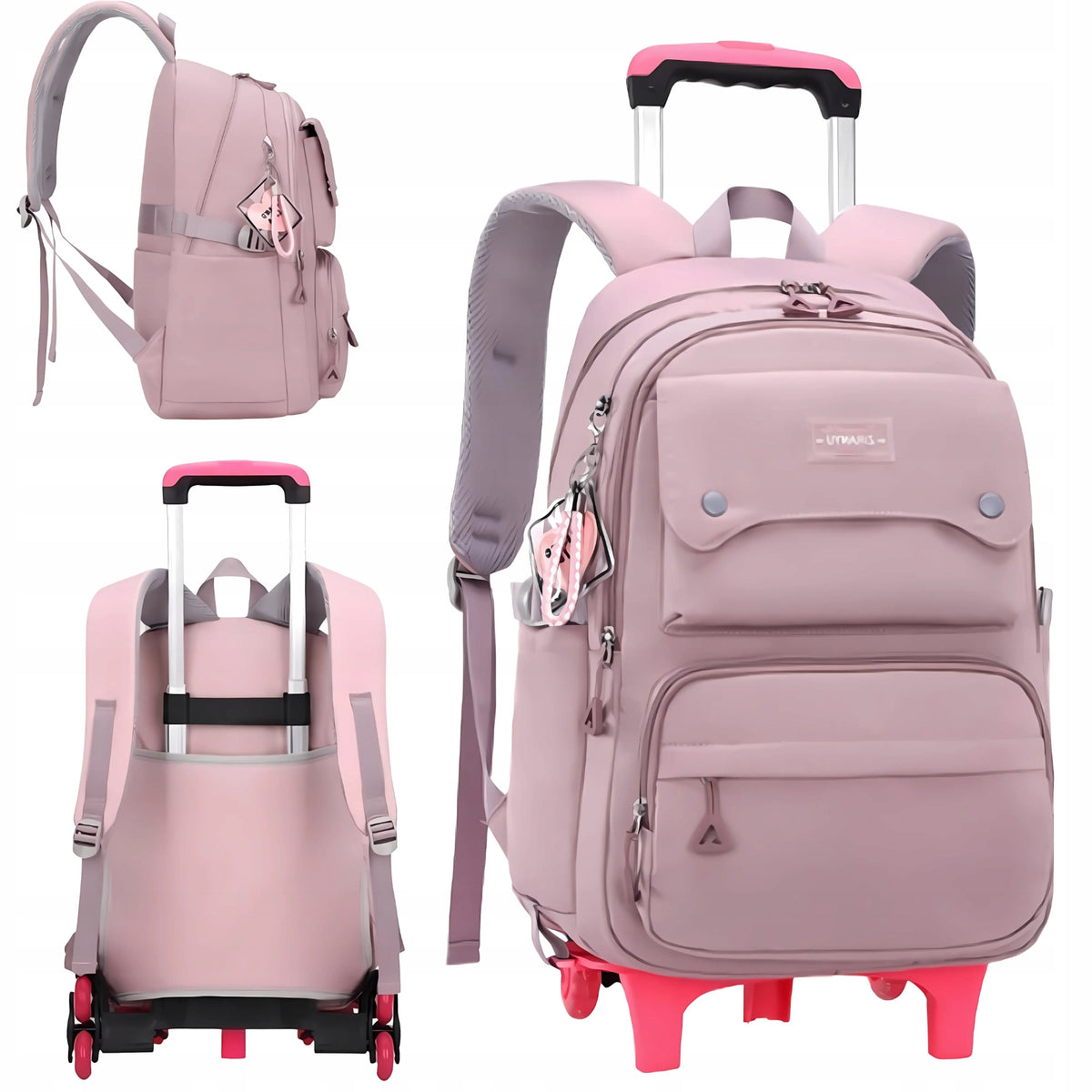 SCHOOL BACKPACK SATCHEL ON WHEELS FRAME FOR GIRLS ROOMY CLASS.