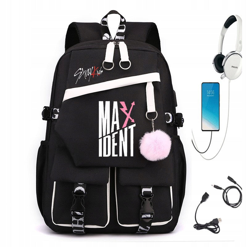 SCHOOL BACKPACK SATCHEL stray kids USB A4 LARGE COLORS MULTIPLE DESIGNS STYLE Manufacturer code gfdert