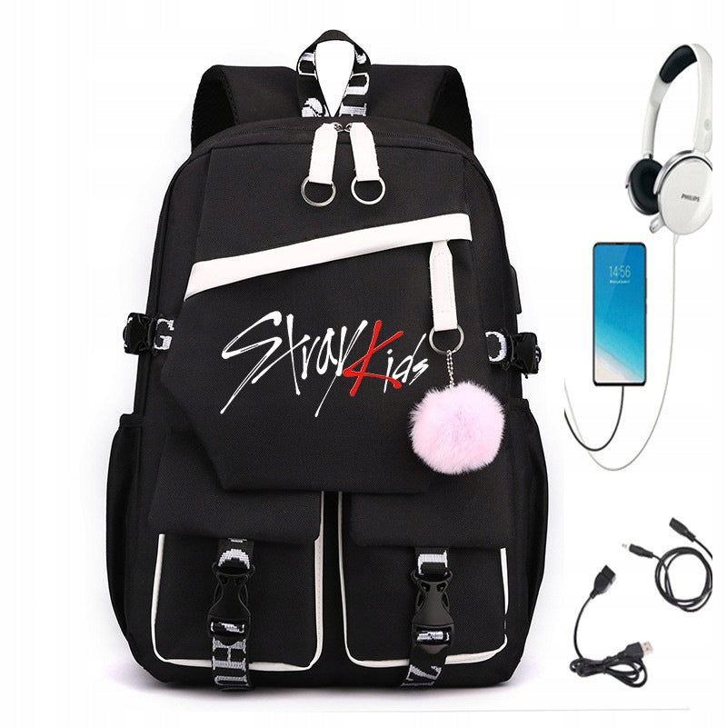 SCHOOL BACKPACK SATCHEL stray kids USB A4 LARGE COLORS MULTIPLE DESIGNS STYLE
