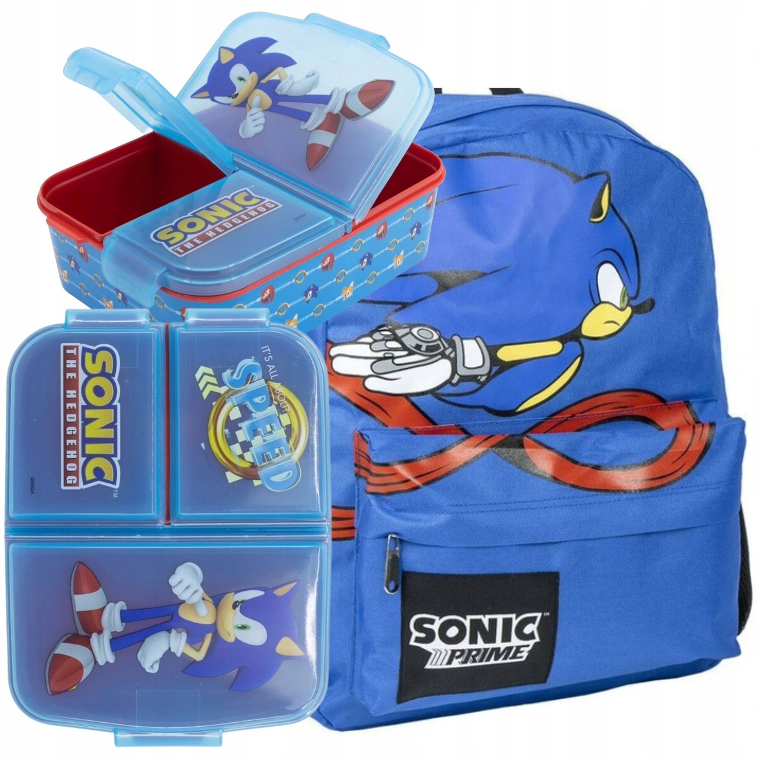 SCHOOL BACKPACK SINGLE-CHAMBER SONIC LARGE ROOMY 42x32x12 cm + BREAKFAST