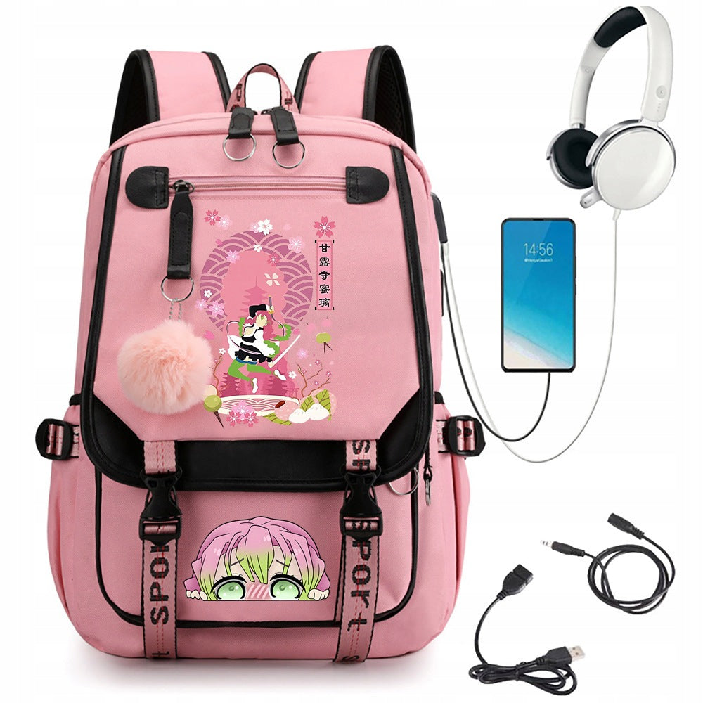 SCHOOL BACKPACK TORNISTER Demon Slayer USB PATTERNS A4 LARGE COLORS MANY STYLE Brand no brand