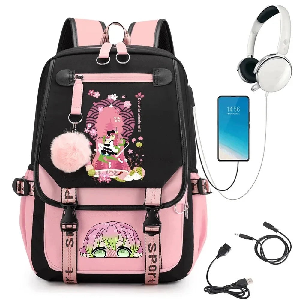 SCHOOL BACKPACK TORNISTER Demon Slayer USB PATTERNS A4 LARGE COLORS MANY STYLE Manufacturer code dhrty54y