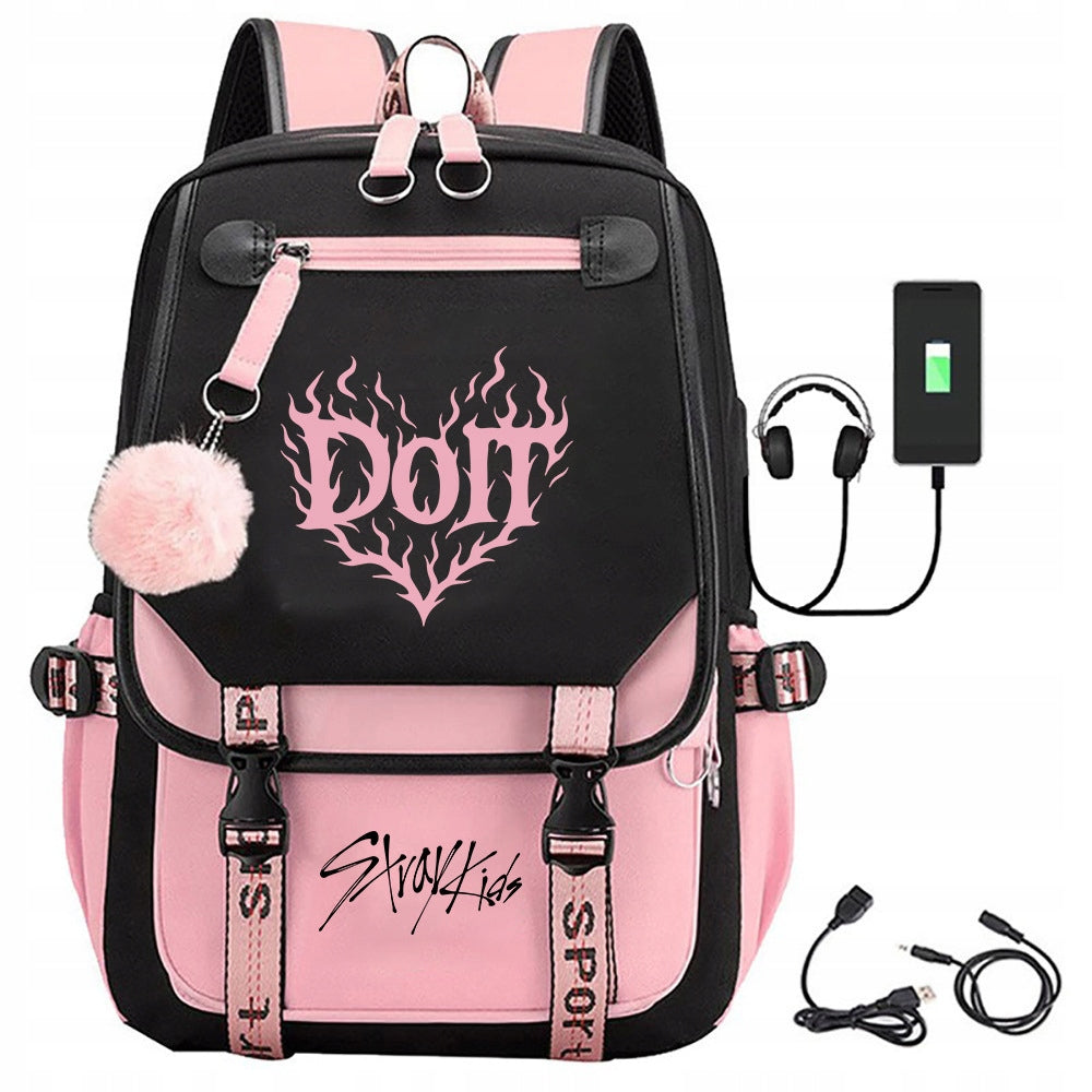 SCHOOL BACKPACK TORNISTER stray kids USB PATTERNS A4 LARGE COLORS PATTERNS STYLE Brand no brand