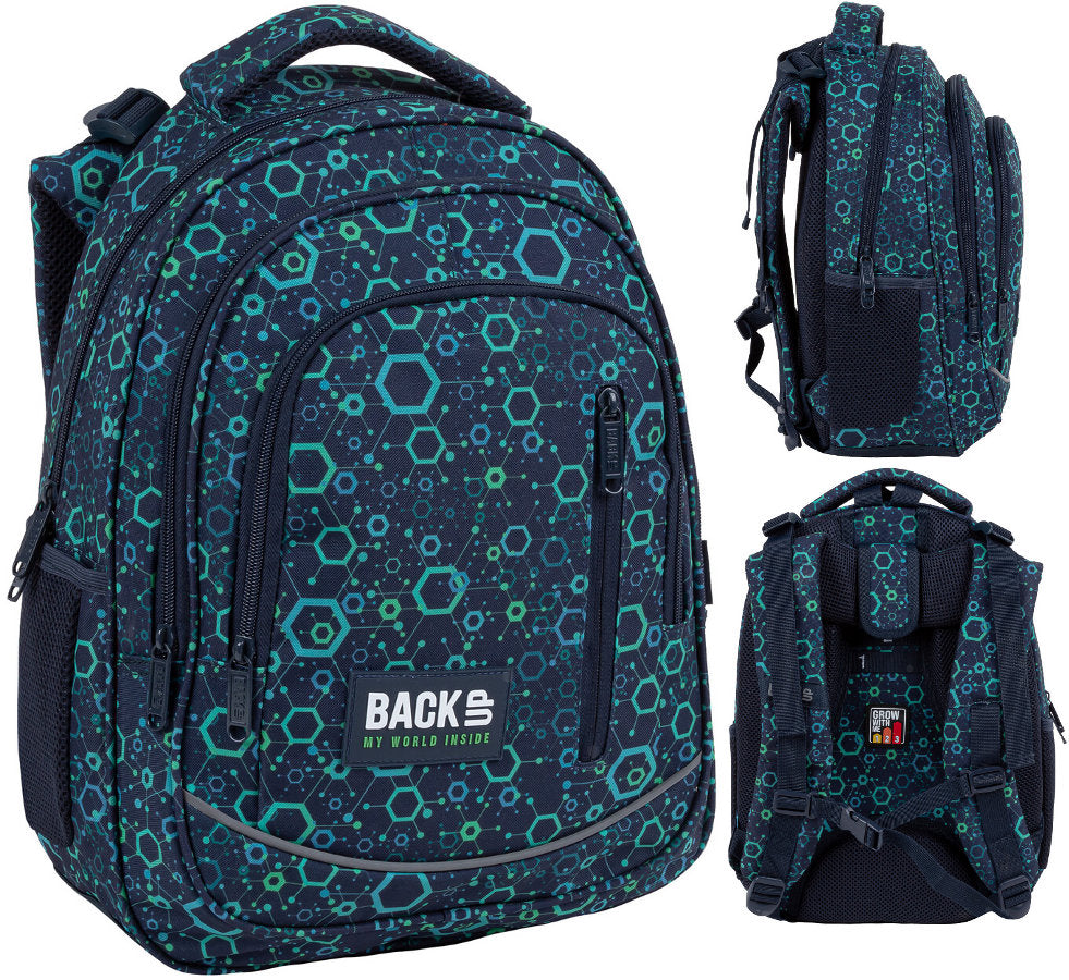 SCHOOL BACKPACK UP TO 1ST CLASS BACKUP R96 MOLECULES ADJUSTABLE HARNESS HEIGHT