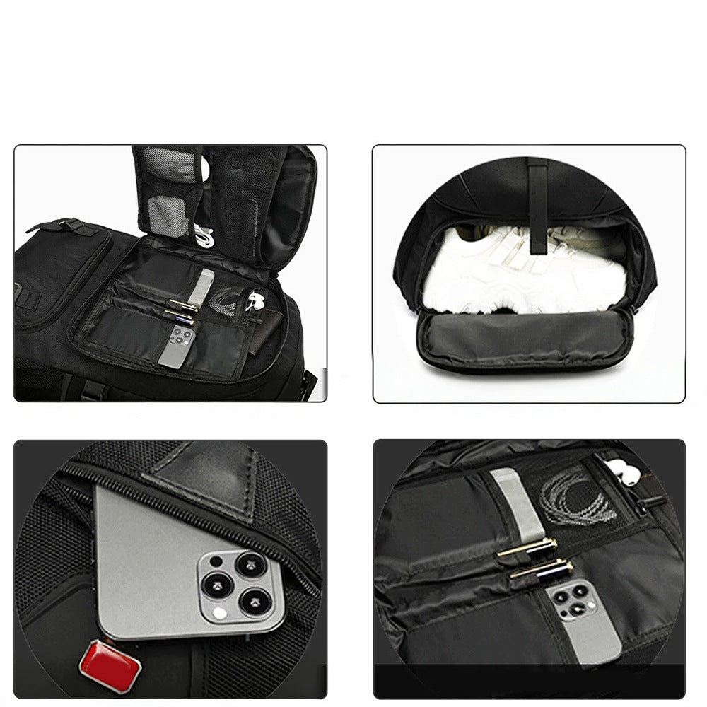 SCHOOL BACKPACK YOUTH BLACK FASHIONABLE MULTI-CHAMBER WATERPROOF LARGE 80L Dimensions large (A4 size)