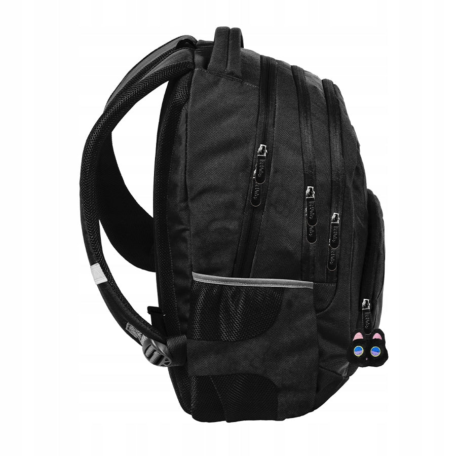 SCHOOL BACKPACK YOUTH CAT BLACK BeUniq Brand Paso