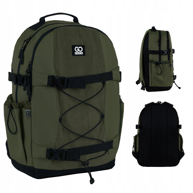 SCHOOL BACKPACK YOUTH GREEN WITH DRAWSTRING GoPack