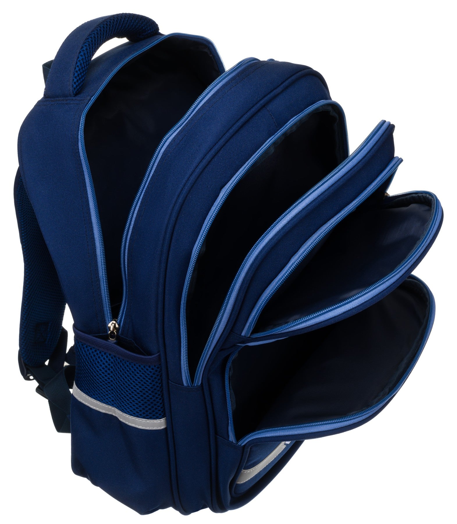SCHOOL BACKPACK YOUTH MULTI-CHAMBER REFLECTIVE UNIVERSAL BLUE Packaging status original