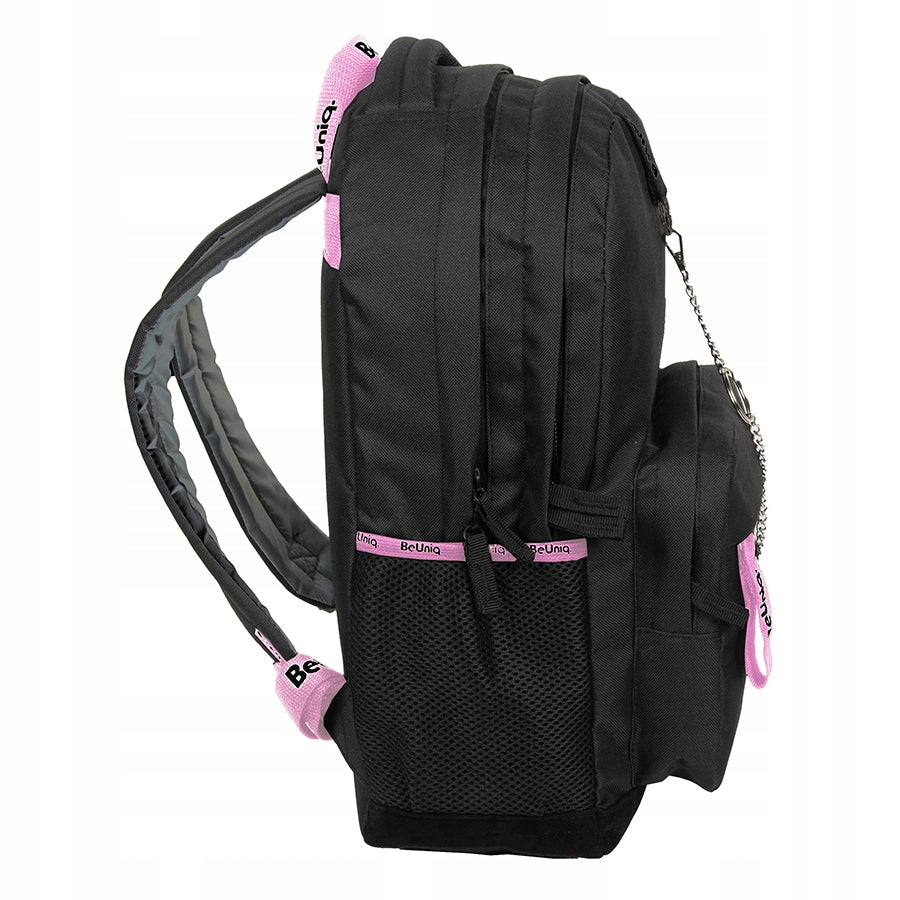 SCHOOL BACKPACK YOUTH SATCHEL BeUniq URBAN BLACK - PINK Packaging status original