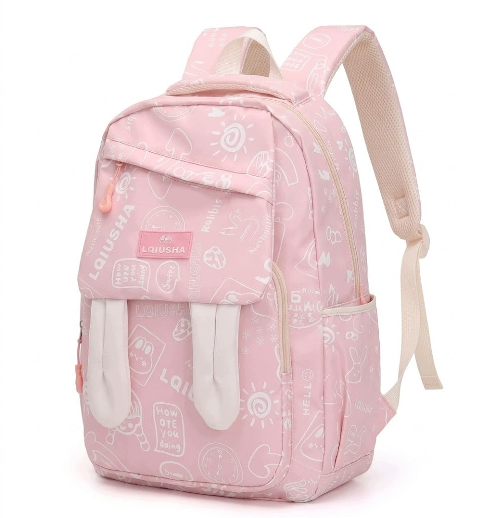 SCHOOL BACKPACK YOUTH SATCHEL GIRLS WITH BUNNY EARS Packaging status original