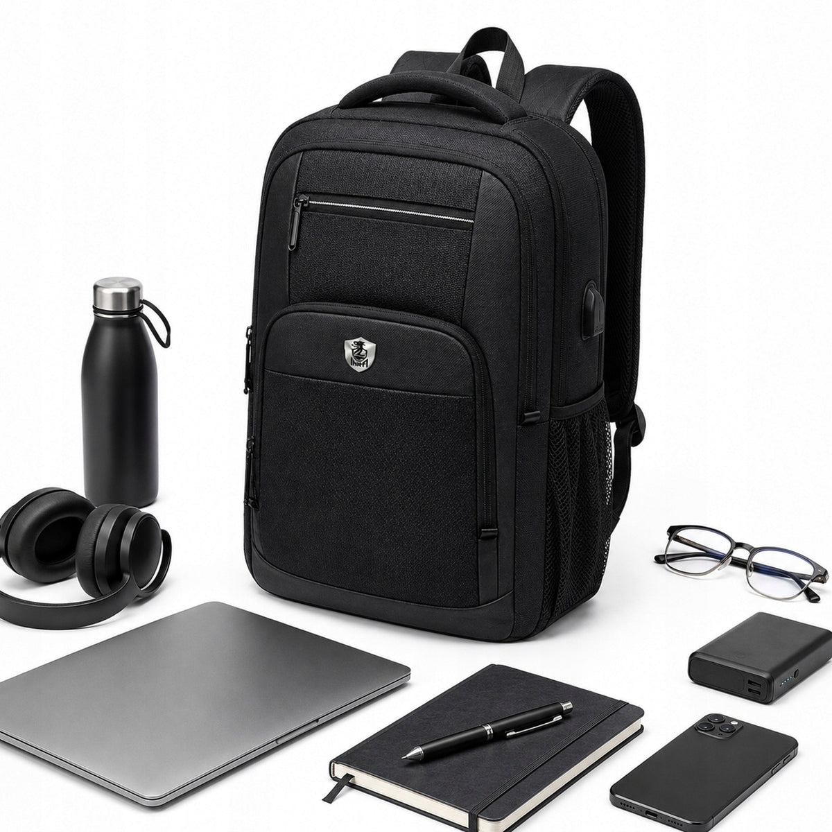 SCHOOL BACKPACK YOUTH SATCHEL MULTI-CHAMBER BLACK WOMEN'S MEN