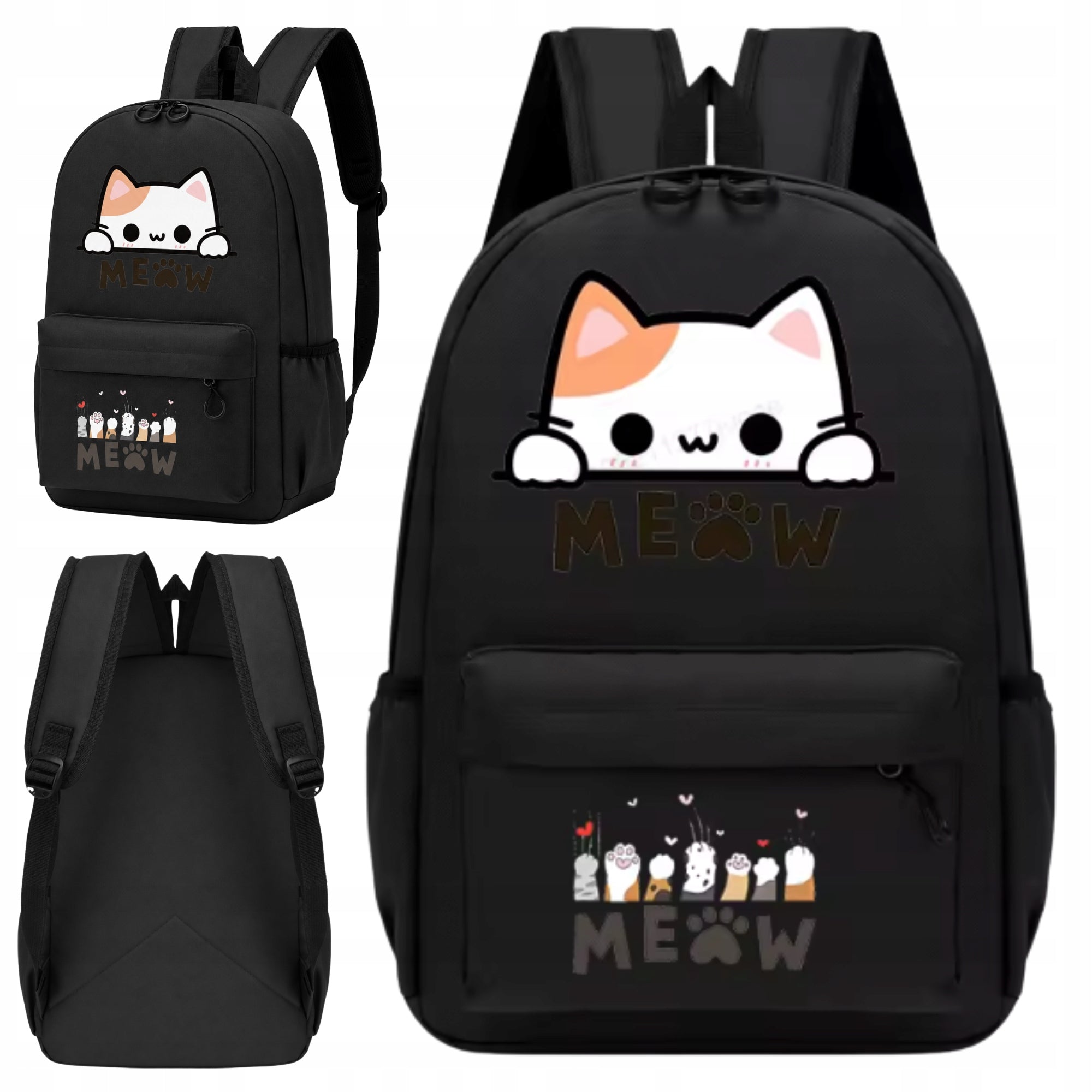 SCHOOL BACKPACK YOUTH SATCHEL ROOMY CAT BLACK FOR SCHOOL CLASS 4-6 Packaging status original