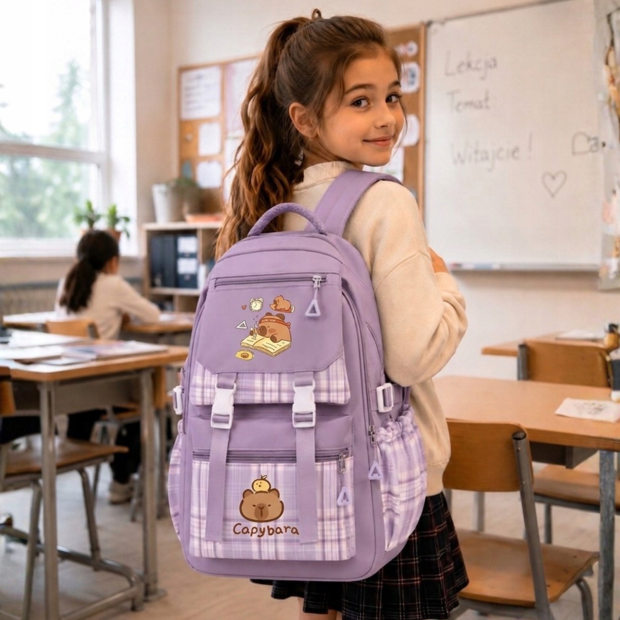SCHOOL BACKPACK YOUTH SATCHEL ROOMY LARGE CAPYBARA FOR SCHOOL CLASS.1-3 Brand no brand