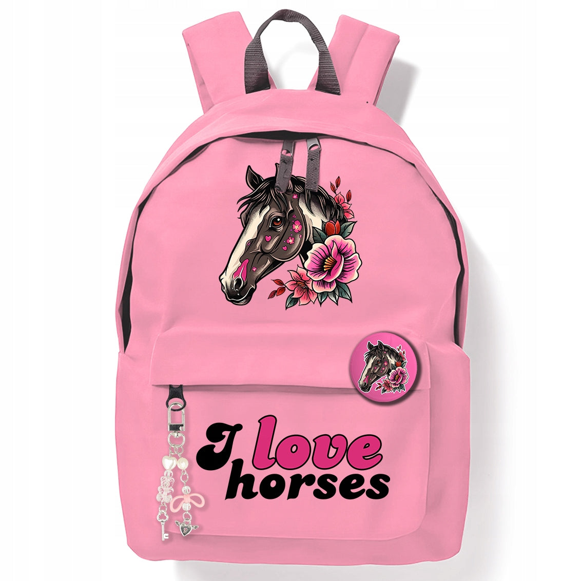 SCHOOL BACKPACK Youth PINK FOR GIRLS HORSE FANS PIN PENDANT