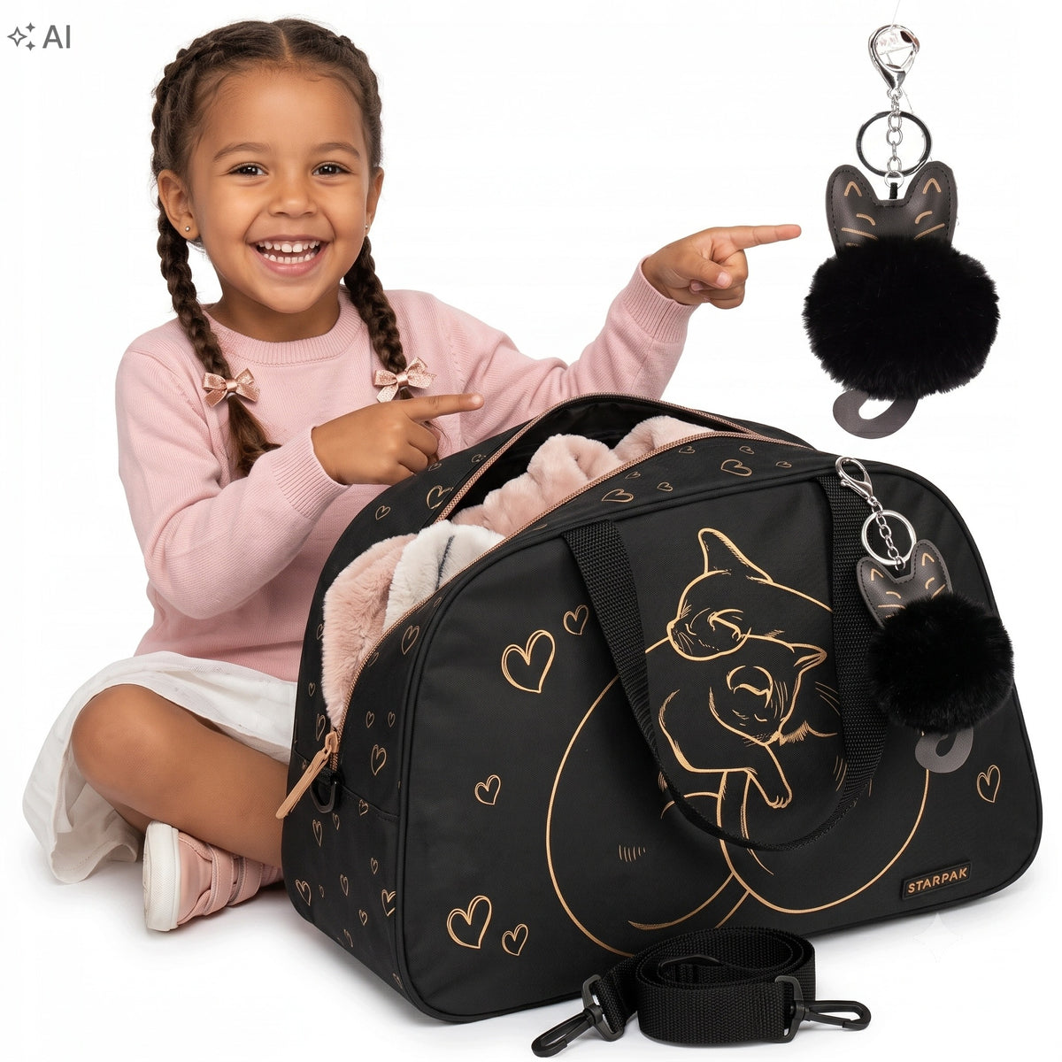 SCHOOL BAG SPORTS IN KITTENS FOR GIRLS FOR SWIMMING POOL WF BLACK FOR SCHOOL
