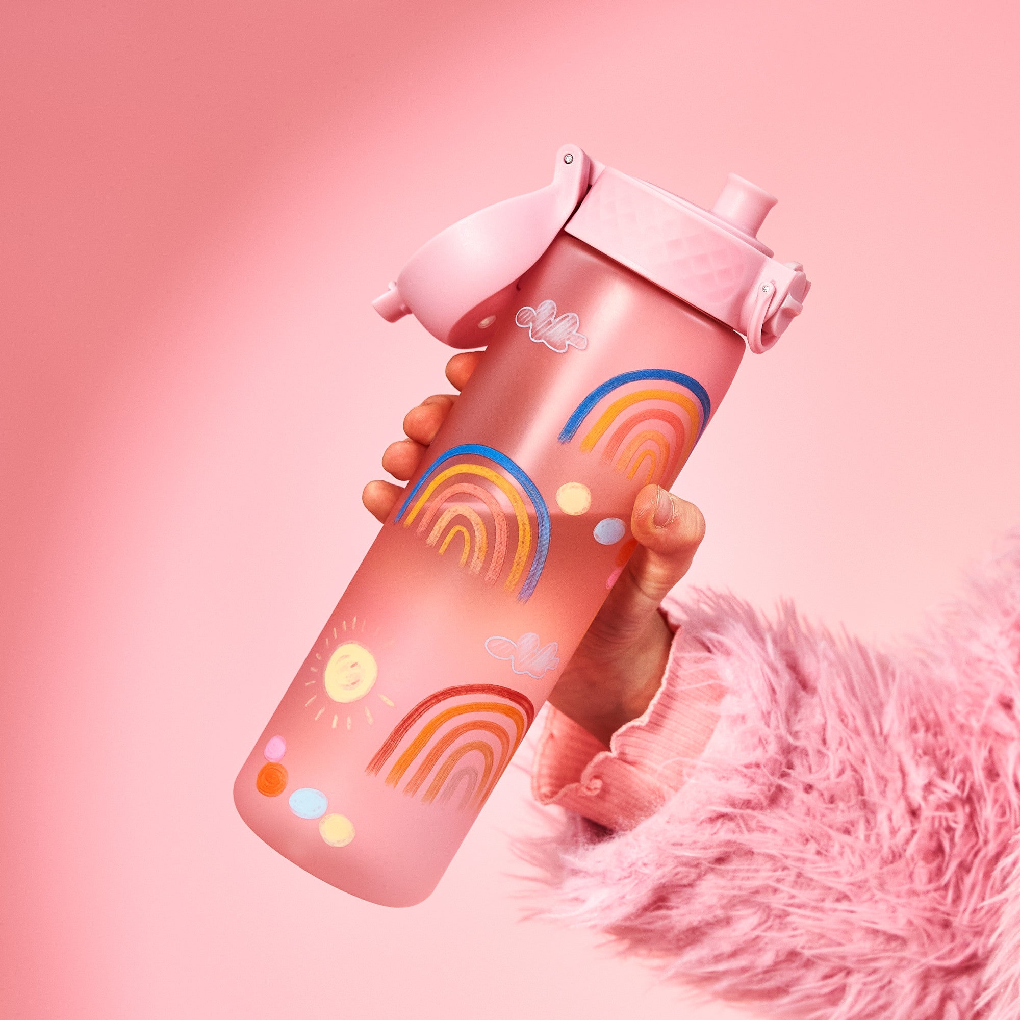 SCHOOL BOTTLE- PRESCHOOL CHILD- AIRTIGHT- RAINBOW PINK- ION8 0,5 L 500 ml Brand Ion8