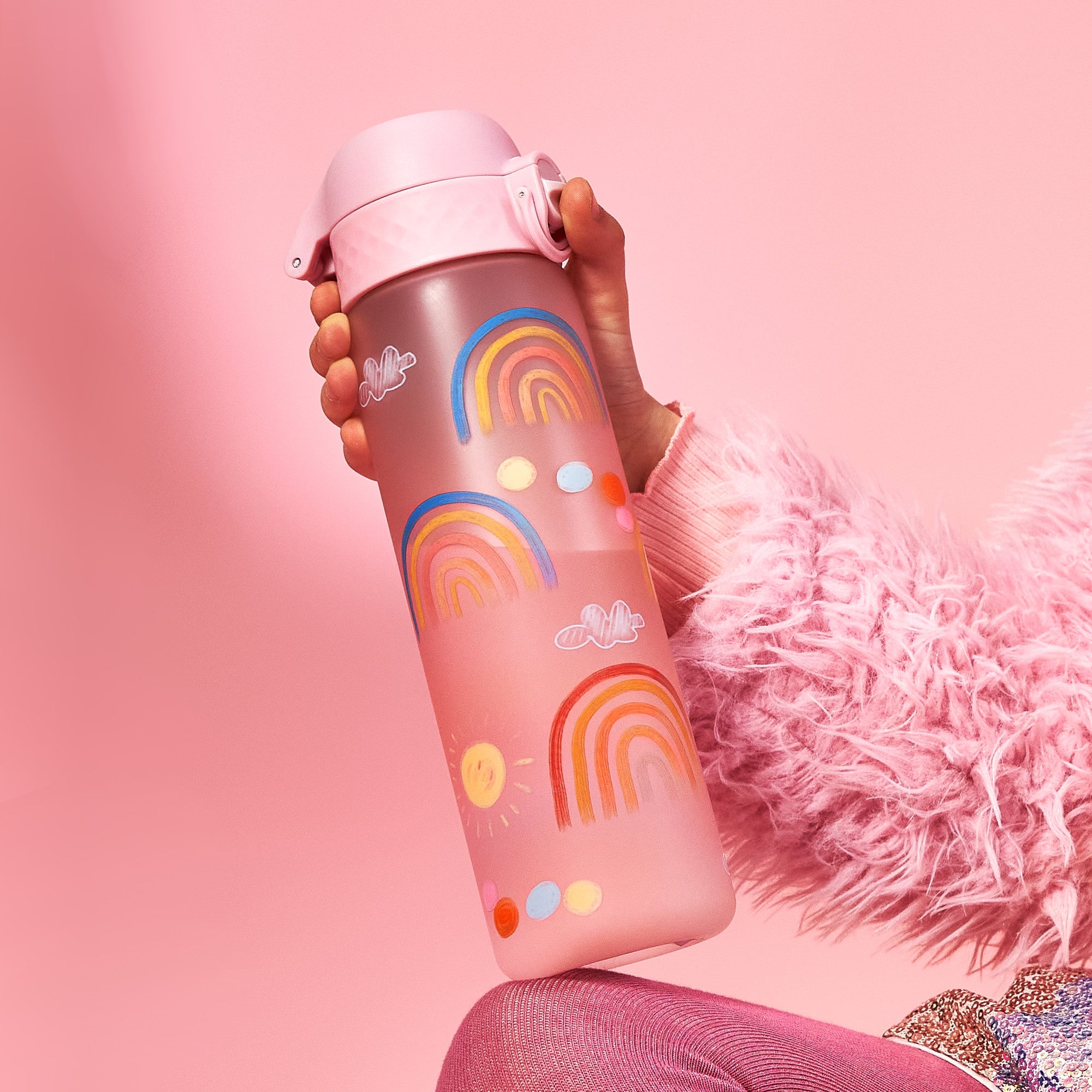 SCHOOL BOTTLE- PRESCHOOL CHILD- AIRTIGHT- RAINBOW PINK- ION8 0,5 L 500 ml Packaging status original