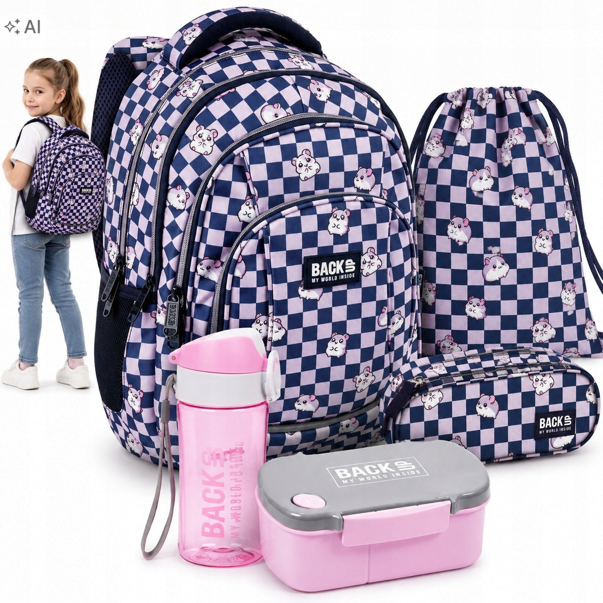 SCHOOL SET FOR GIRLS YOUTH LAYETTE BACKPACK BAG PENCIL CASE