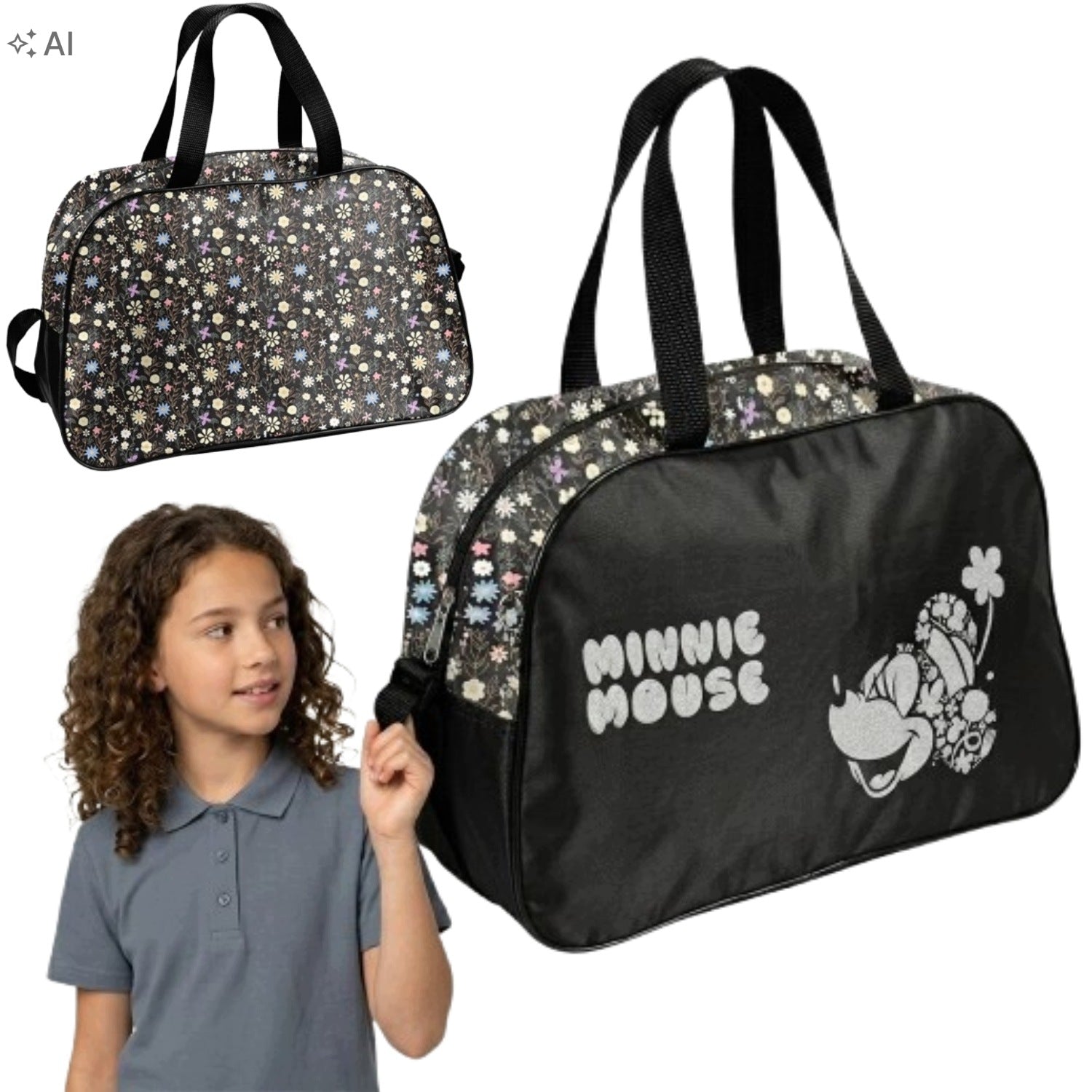SCHOOL SHOULDER BAG FOR GIRLS BLACK MINNIE MOUSE