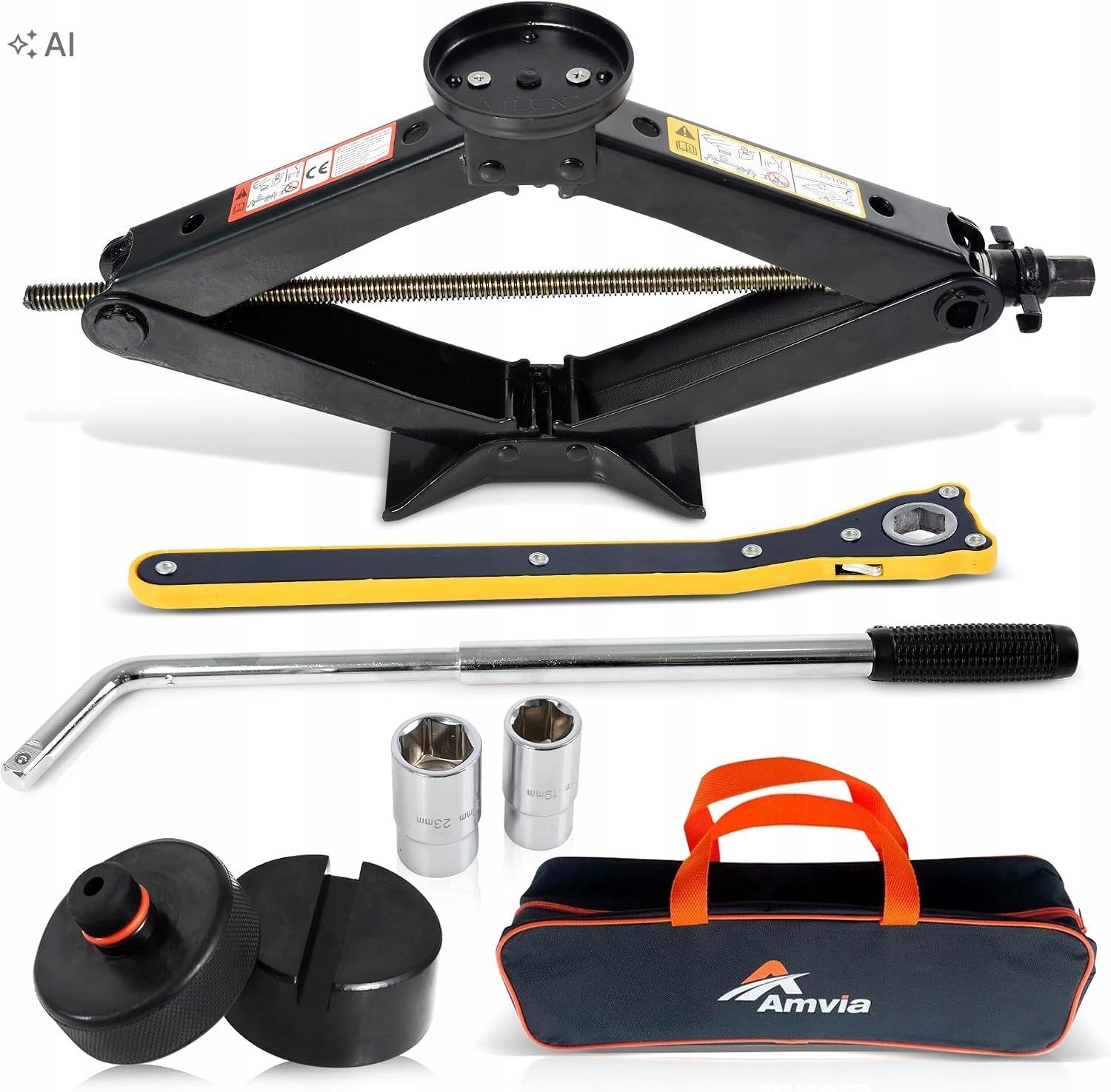 SCISSOR LIFT 2T CAR JACK TESLA SET BLACK 2000KG