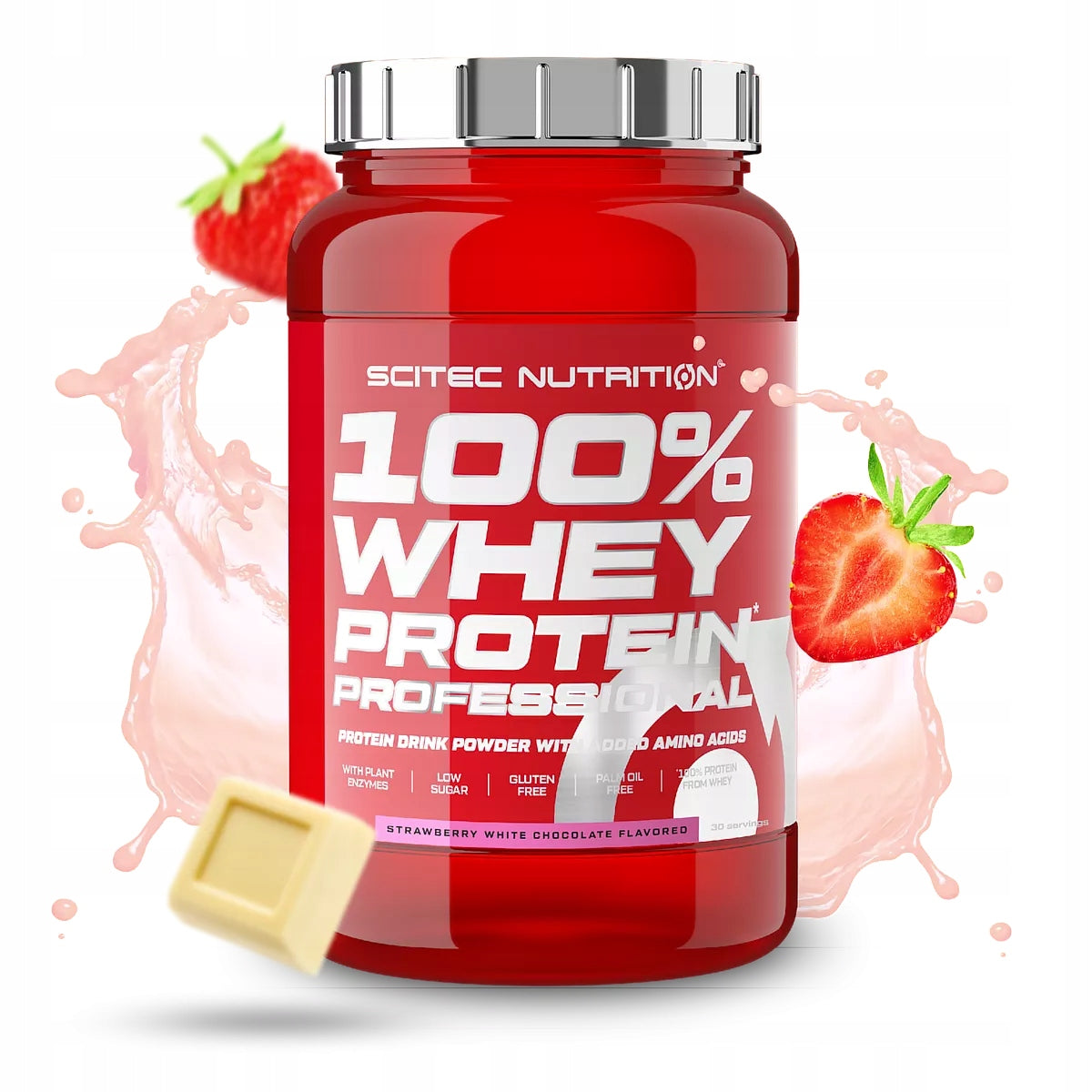 SCITEC 100% WHEY PROTEIN PROFESSIONAL 920G TASTE: WHITE CHECK - STRAWBERRY