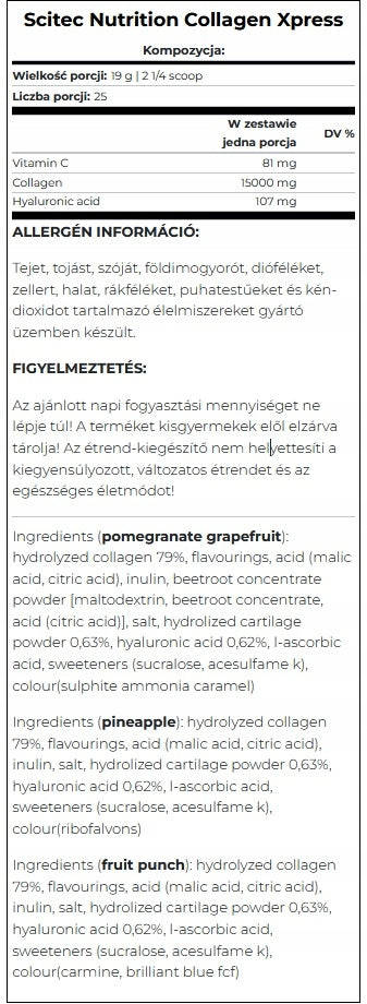 SCITEC COLLAGEN XPRESS 475G PINEAPPLE COLLAGEN FOR JOINTS HYALURONIC ACID Brand Scitec Nutrition