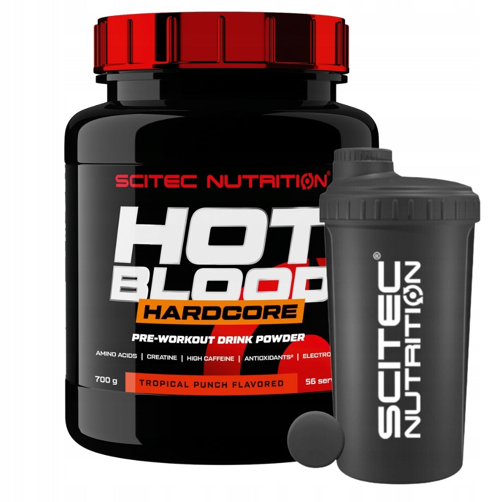 SCITEC HOT BLOOD HARDCORE PRE-WORKOUT 700G + SHAKER 700ML Expiration date at least six months from the date of purchase