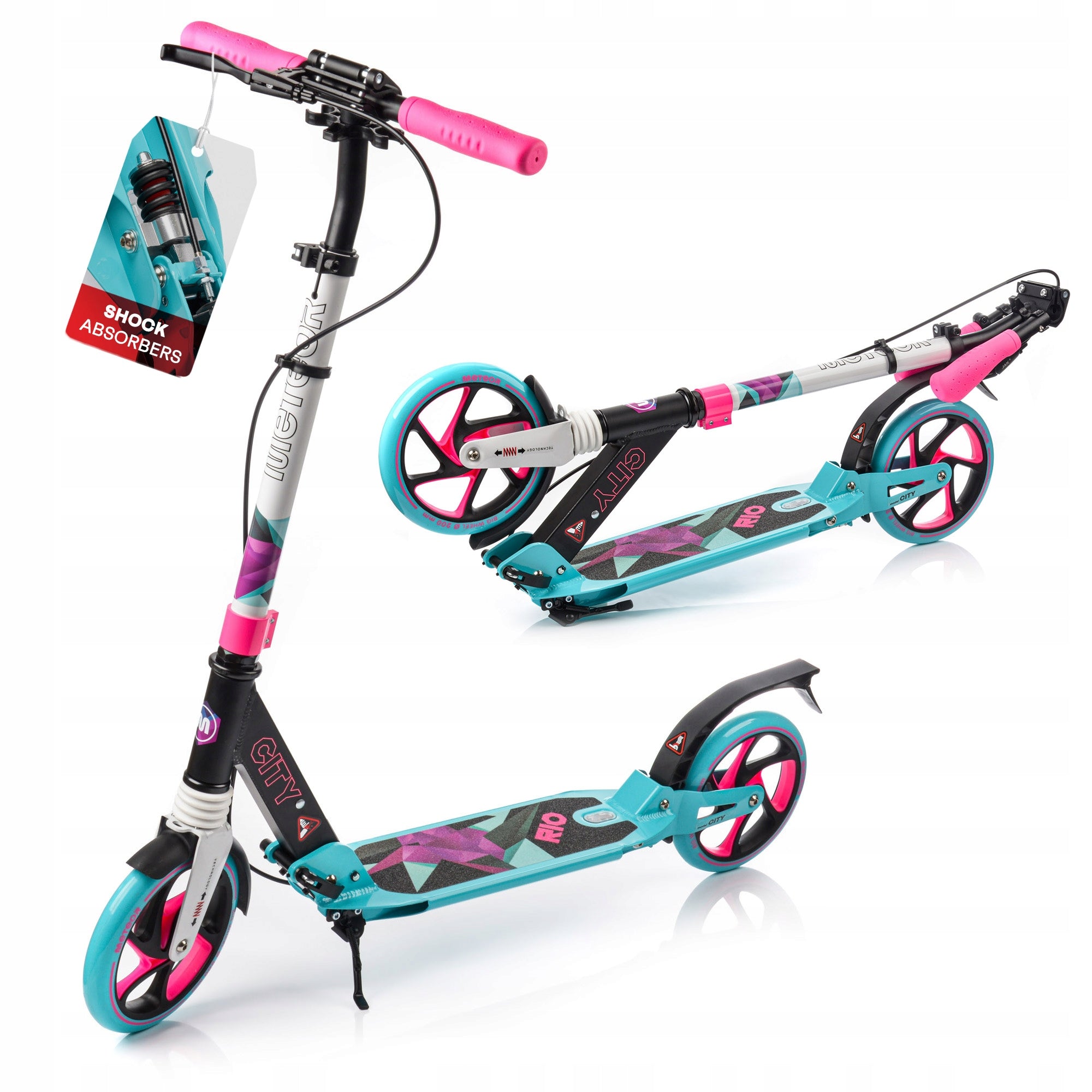 SCOOTER ADJUSTABLE METEOR CITY RIO shock absorbers foot two brakes